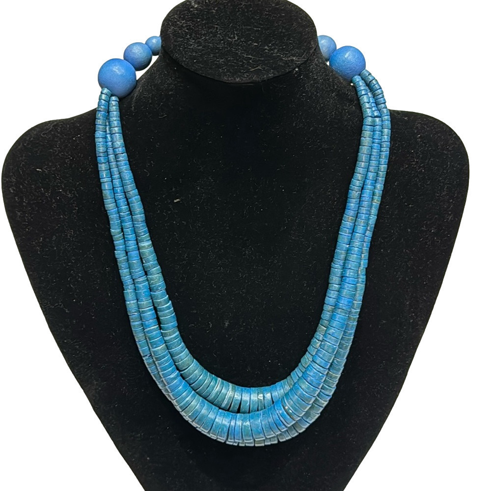 NWT DECOUTURE 3 strand blue bead necklace